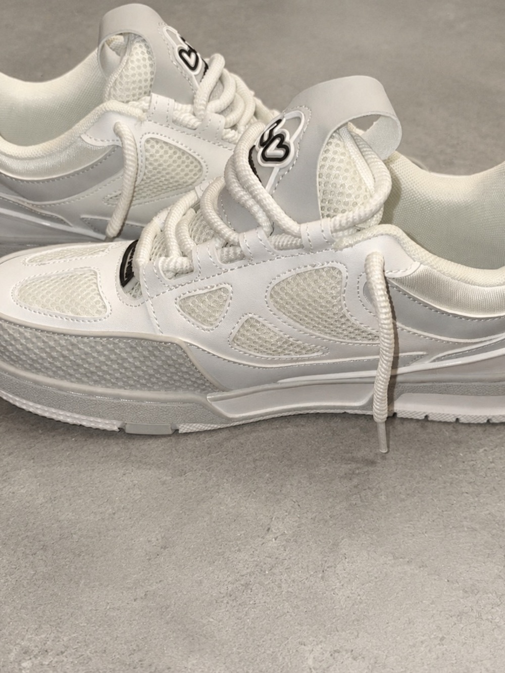 Louis Vuitton Men's White Mesh and Leather Sneakers